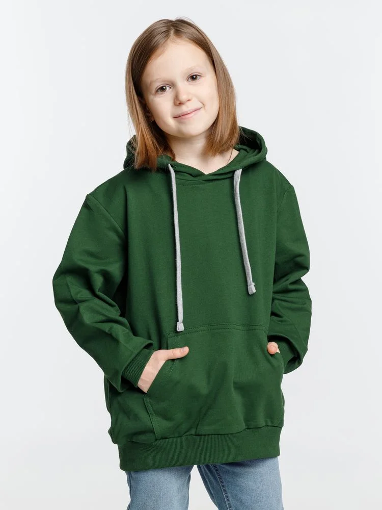 Толстовка с капюшоном детская Kirenga Kids, темно-зеленая - фото 3