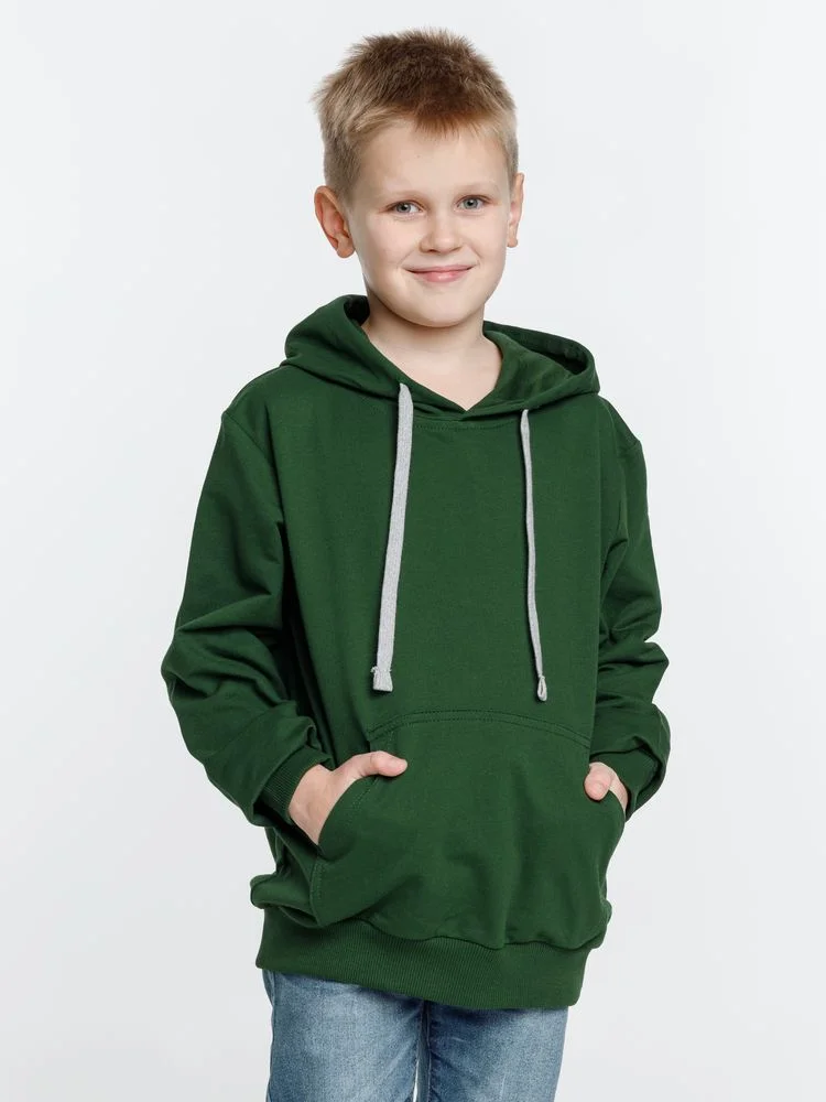 Толстовка с капюшоном детская Kirenga Kids, темно-зеленая - фото 6