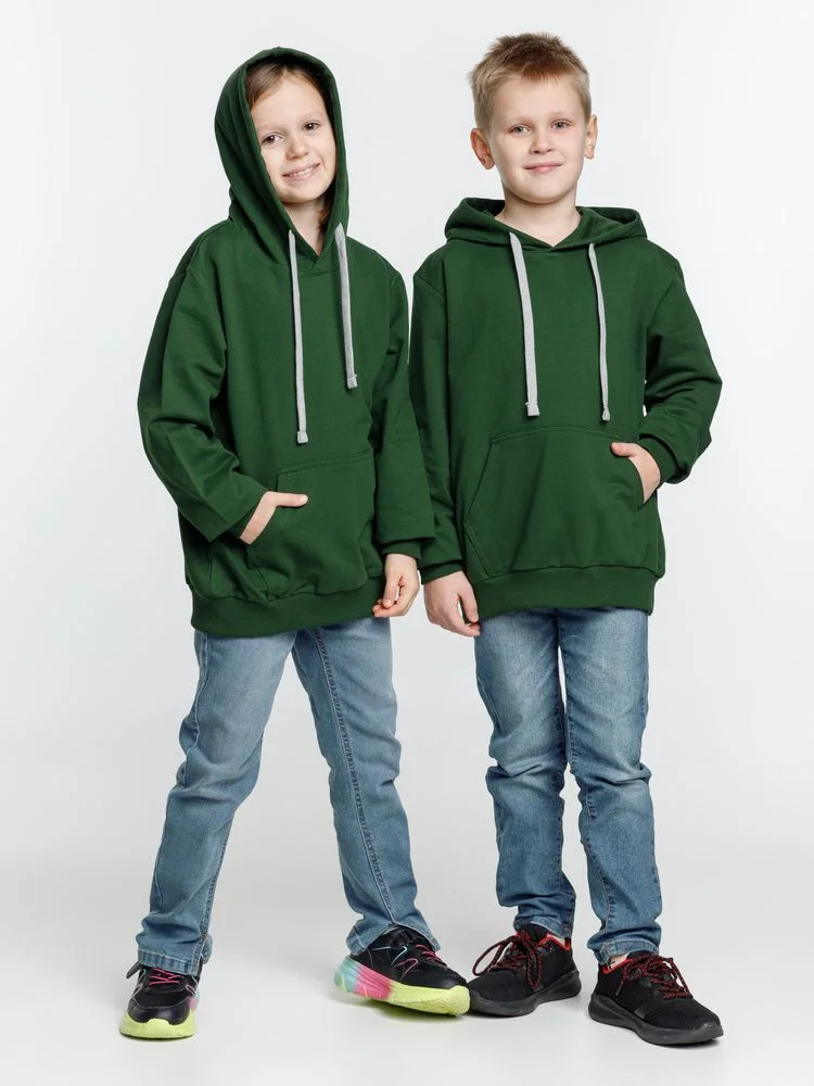 Толстовка с капюшоном детская Kirenga Kids, темно-зеленая - фото 9