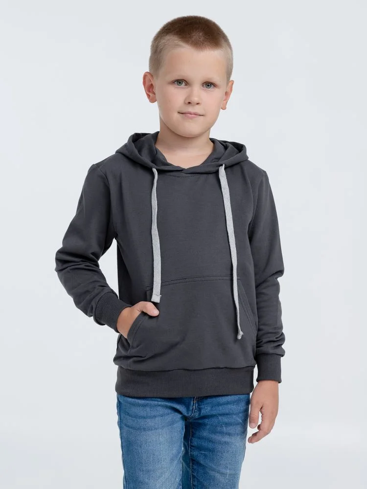 Толстовка с капюшоном детская Kirenga Kids темно-серая графит - фото 6