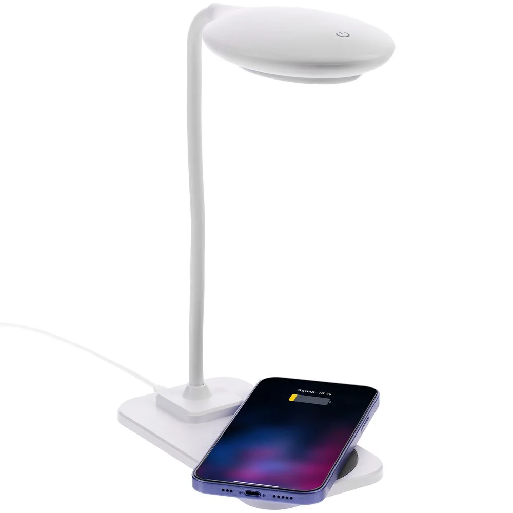 Настольная лампа с беспроводной зарядкой Modicum, белая - фото 2
