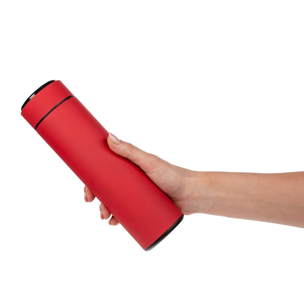Смарт-бутылка с заменяемой батарейкой Long Therm Soft Touch красная - фото 7