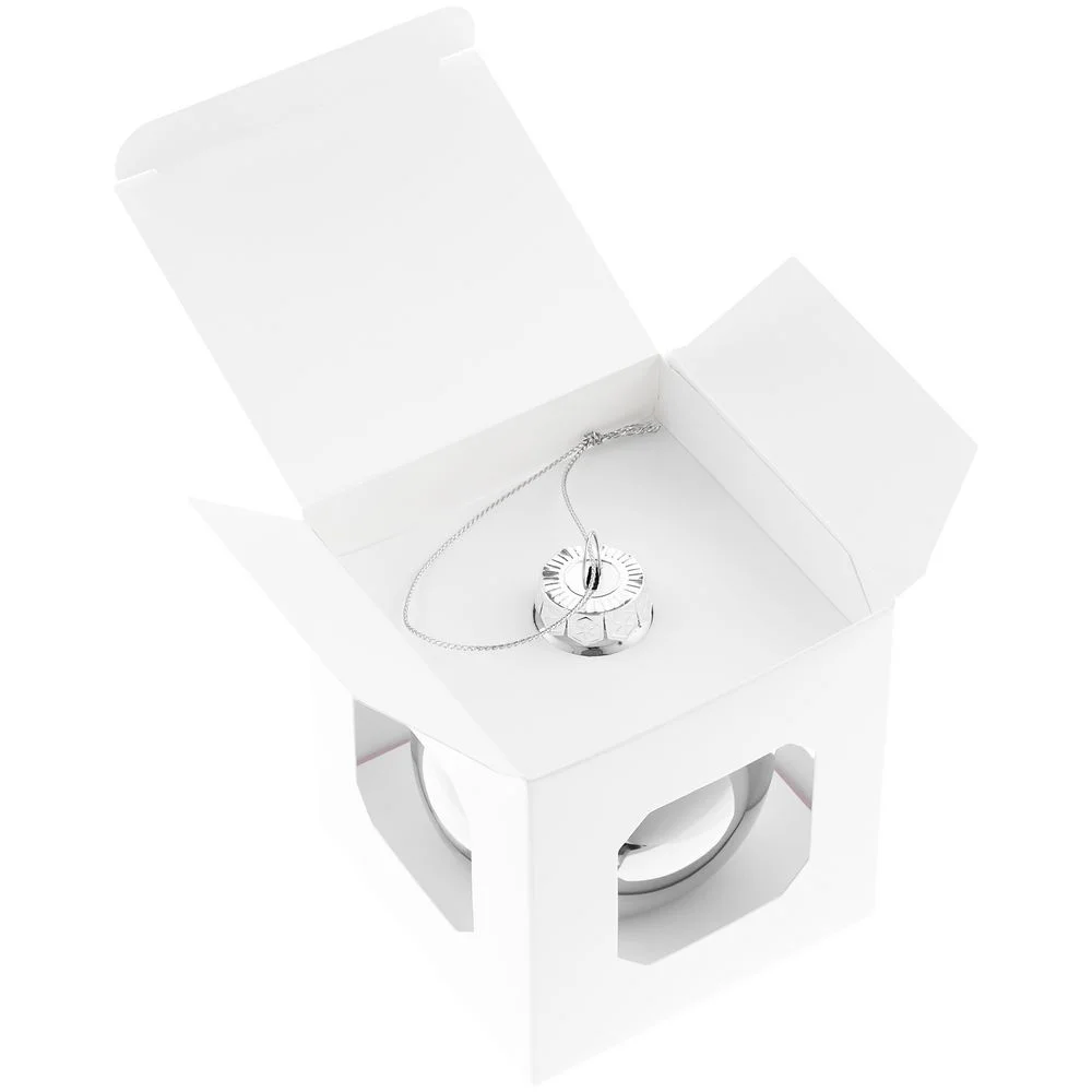 Елочный шар Finery Gloss 8 см глянцевый серебристый - фото 3