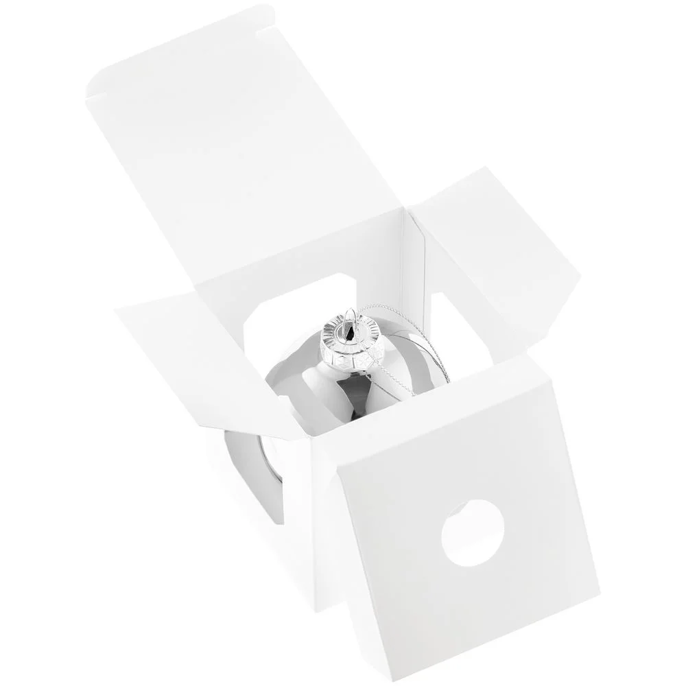 Елочный шар Finery Gloss 8 см глянцевый серебристый - фото 4