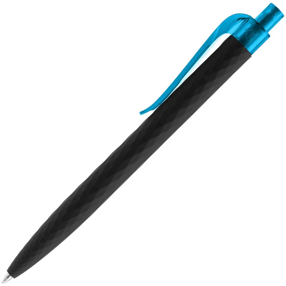 Ручка шариковая Prodir QS01 PRT-T Soft Touch черная с голубым - фото 2
