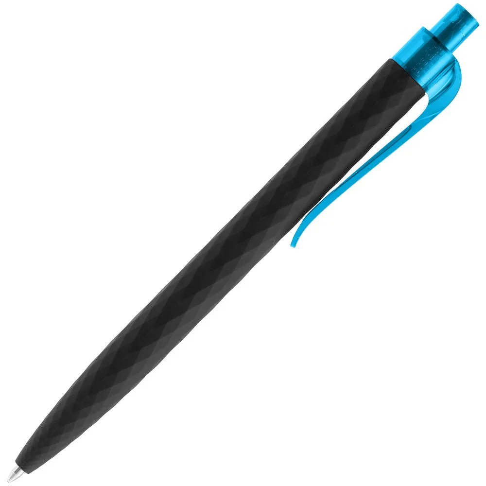 Ручка шариковая Prodir QS01 PRT-T Soft Touch черная с голубым - фото 3