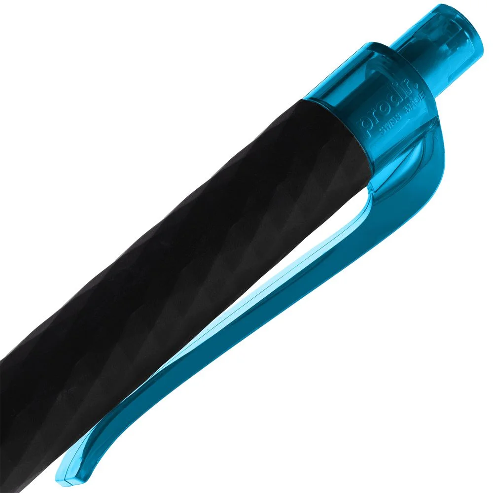 Ручка шариковая Prodir QS01 PRT-T Soft Touch черная с голубым - фото 6
