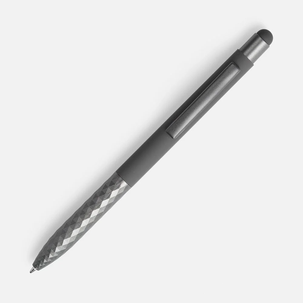 Ручка шариковая Digit Soft Touch со стилусом серая - фото 2