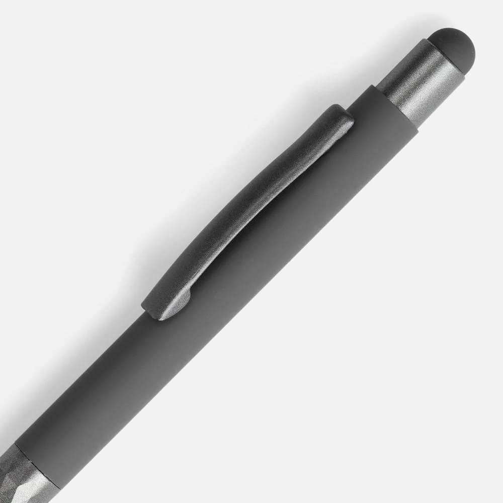 Ручка шариковая Digit Soft Touch со стилусом серая - фото 3