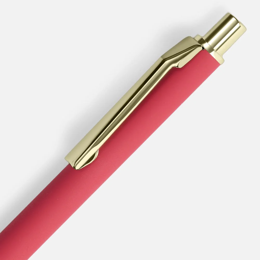 Ручка шариковая Lobby Soft Touch Gold красная - фото 3
