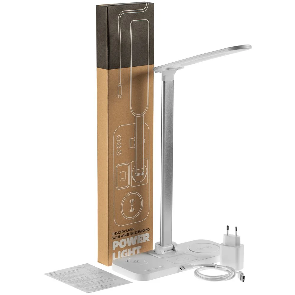 Настольная лампа с беспроводной зарядкой Power Light, белая - фото 8