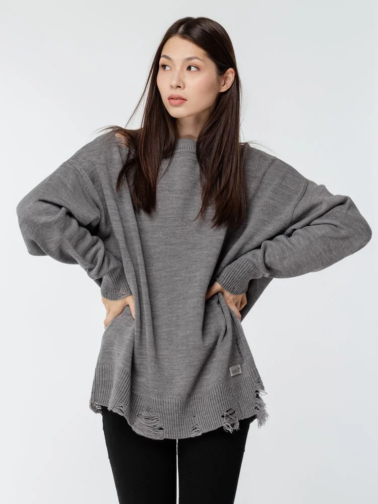 Джемпер оверсайз унисекс Grunge в сумке серый - фото 12