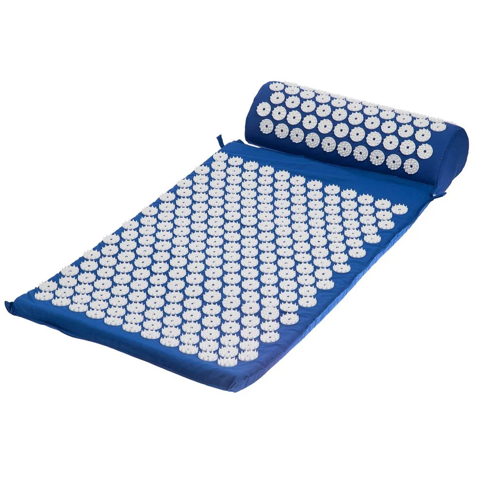 Массажный акупунктурный коврик с валиком Iglu, синий с белым - фото 3