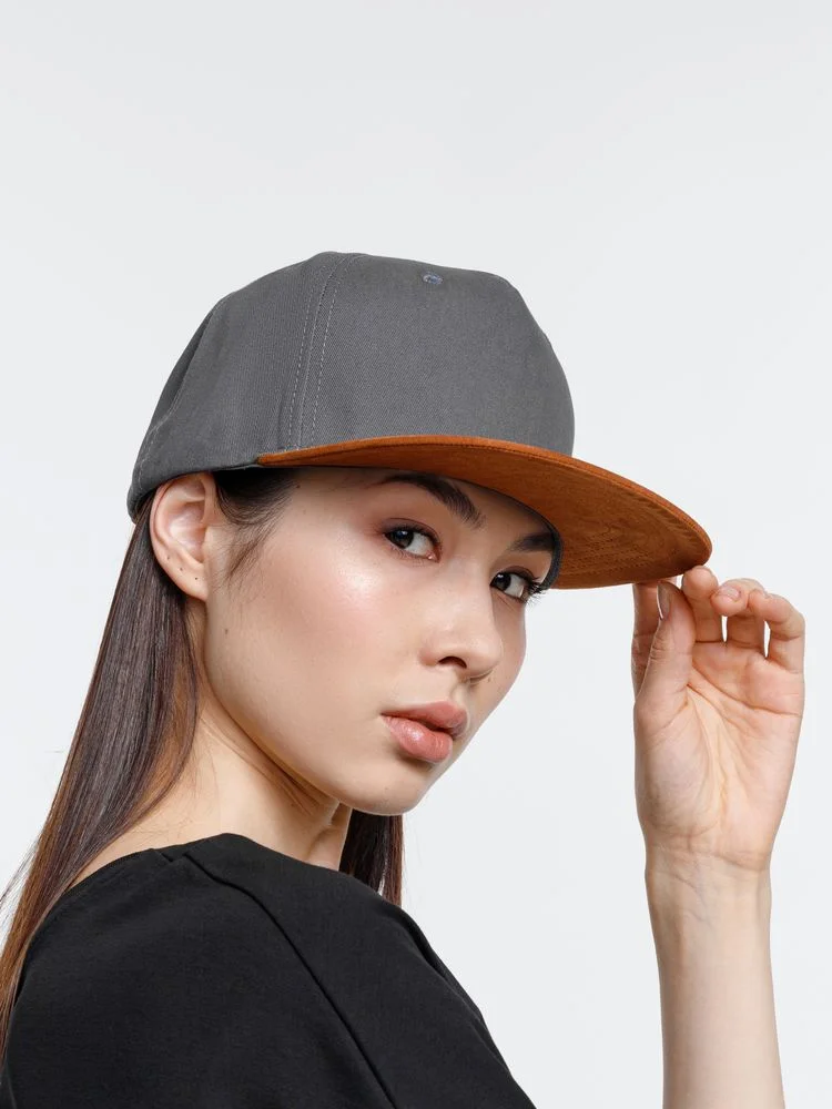 Бейсболка Foreside с прямым козырьком, серая с коричневым - фото 6