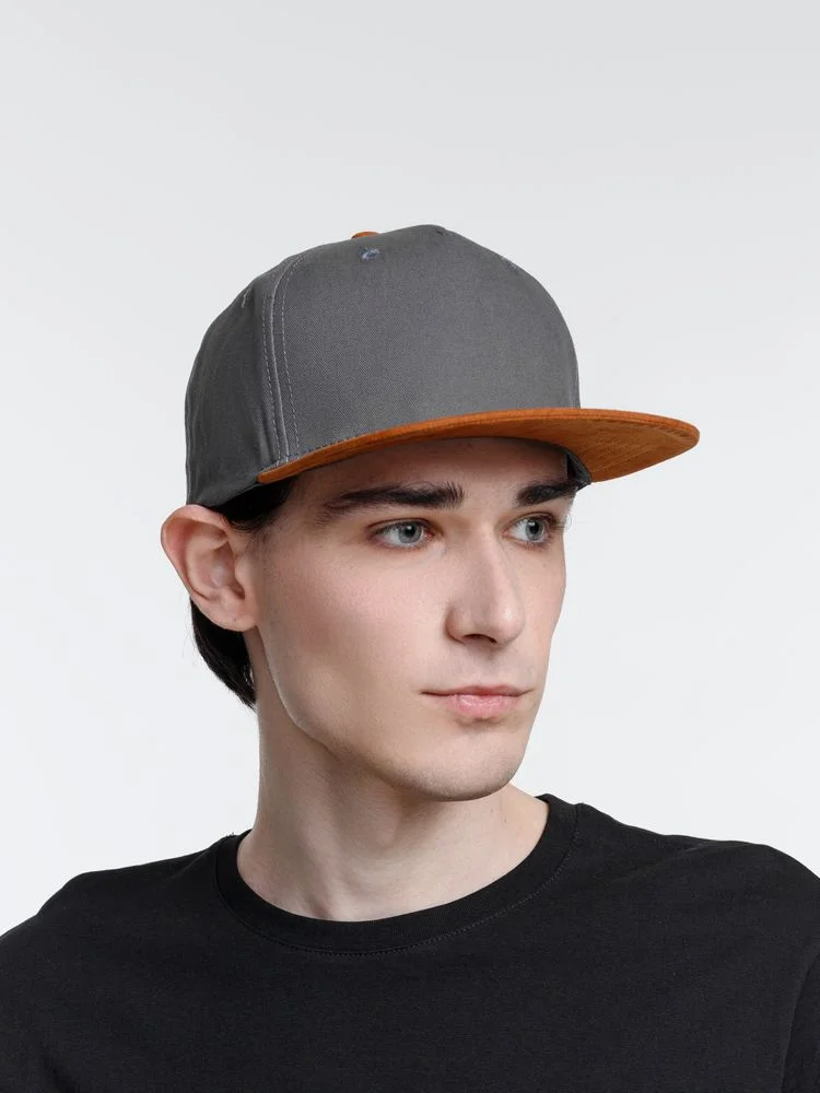 Бейсболка Foreside с прямым козырьком, серая с коричневым - фото 8