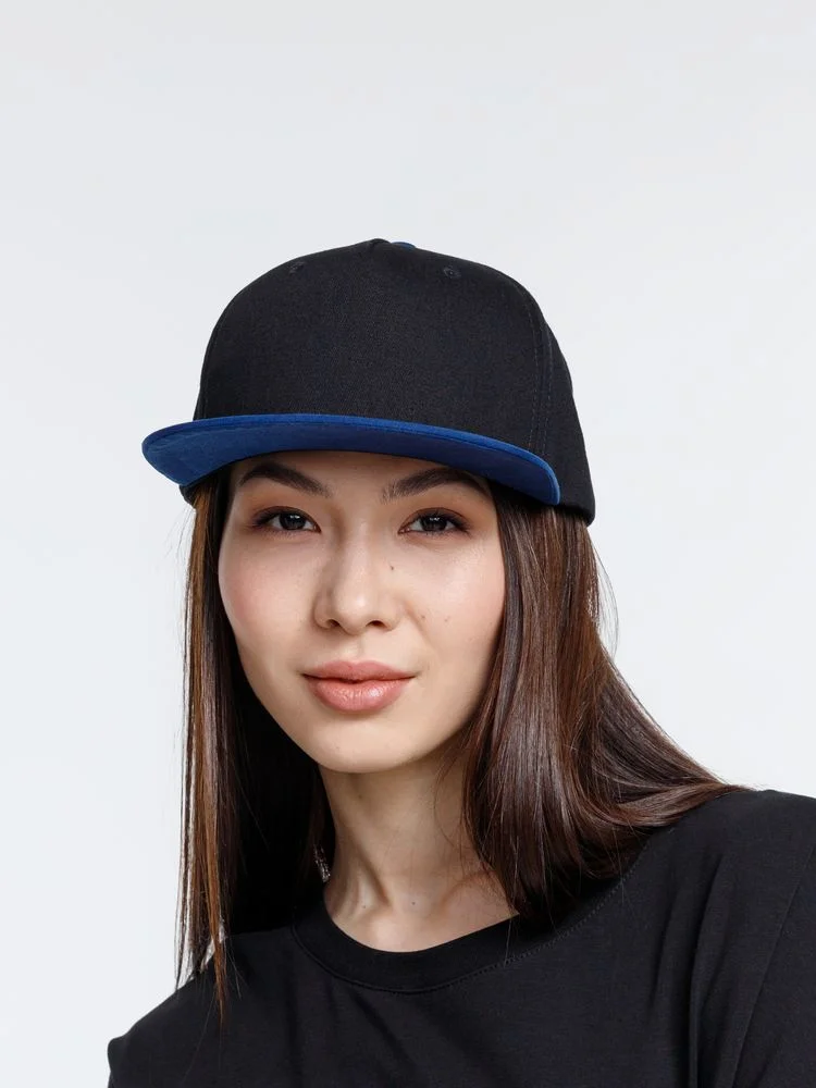 Бейсболка Foreside с прямым козырьком, черная с синим - фото 8