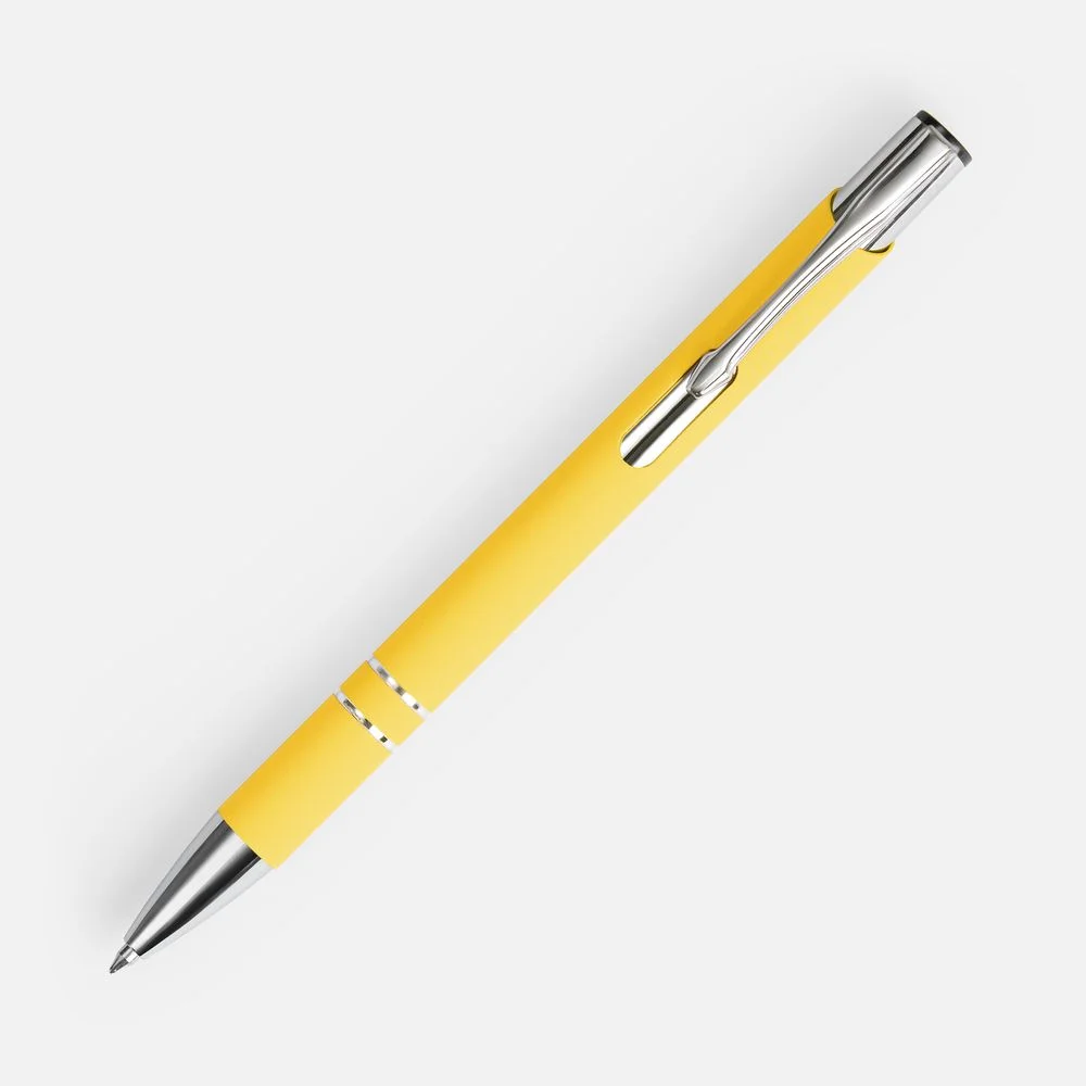 Ручка шариковая Keskus Soft Touch желтая - фото 2