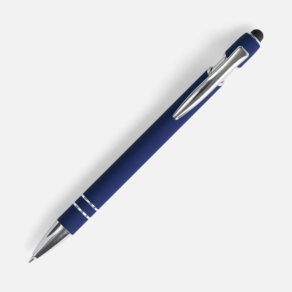 Ручка шариковая Pointer Soft Touch со стилусом темно-синяя - фото 2