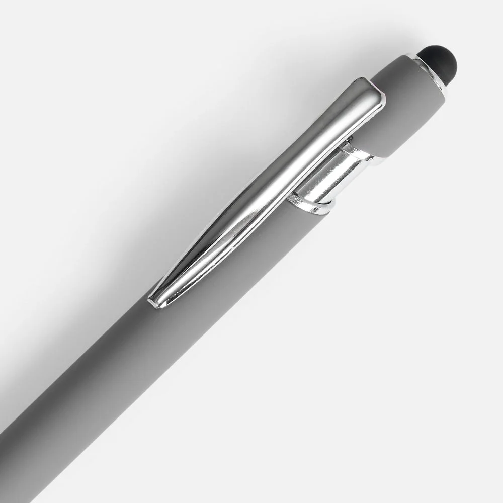 Ручка шариковая Pointer Soft Touch со стилусом серая - фото 3