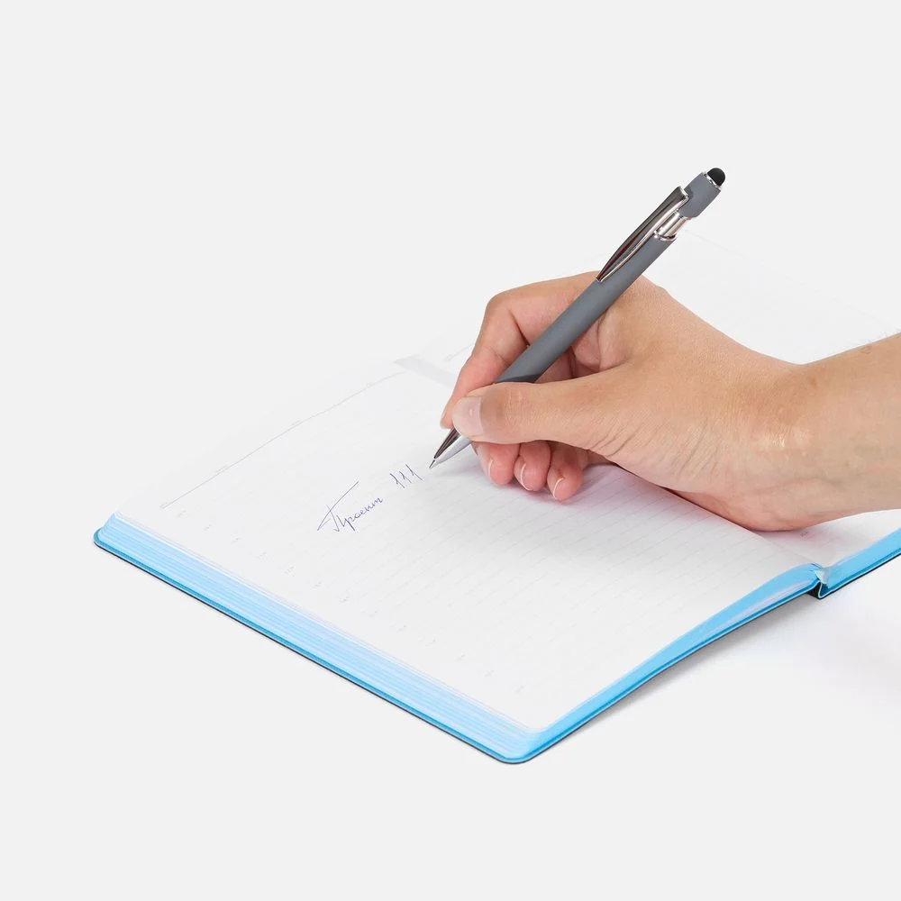 Ручка шариковая Pointer Soft Touch со стилусом серая - фото 4