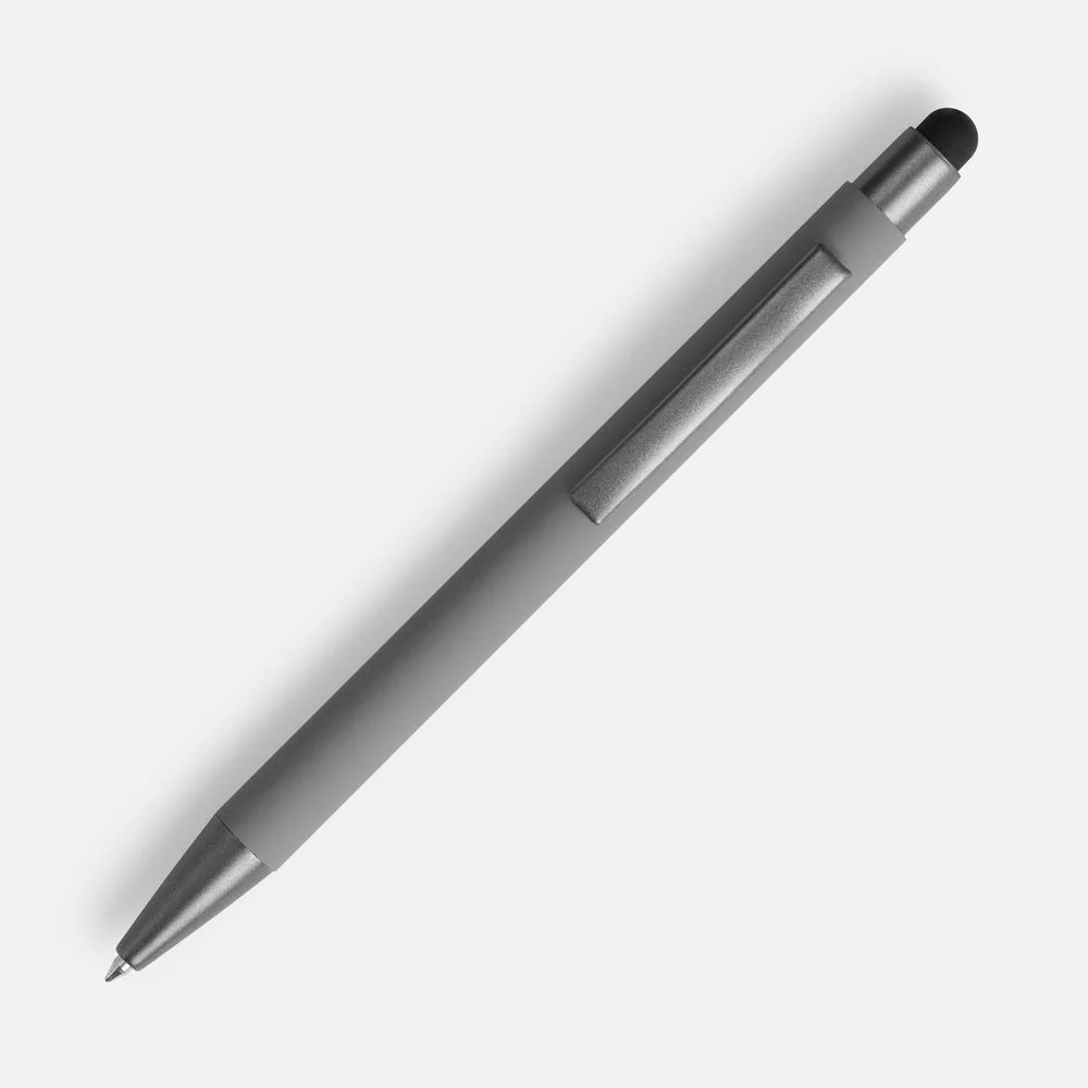 Ручка шариковая Atento Soft Touch со стилусом серая - фото 2