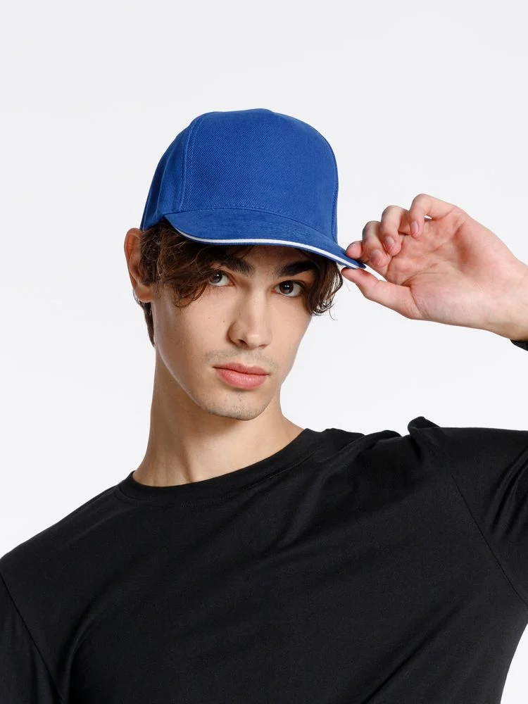 Бейсболка Classic, ярко-синяя с белым кантом - фото 4