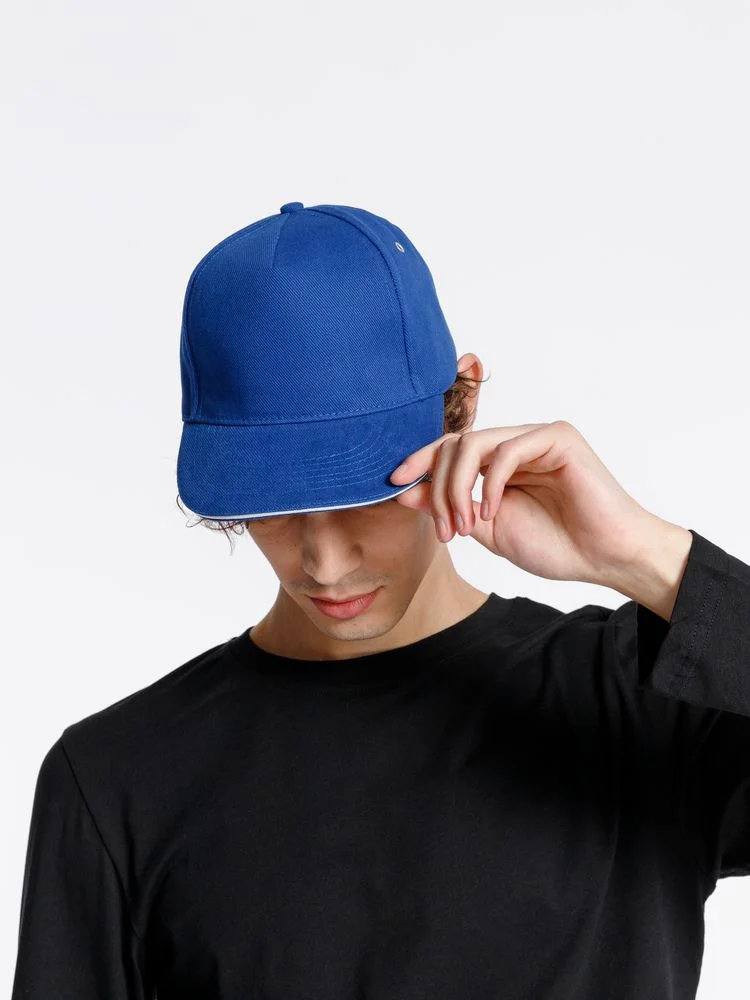 Бейсболка Classic, ярко-синяя с белым кантом - фото 5