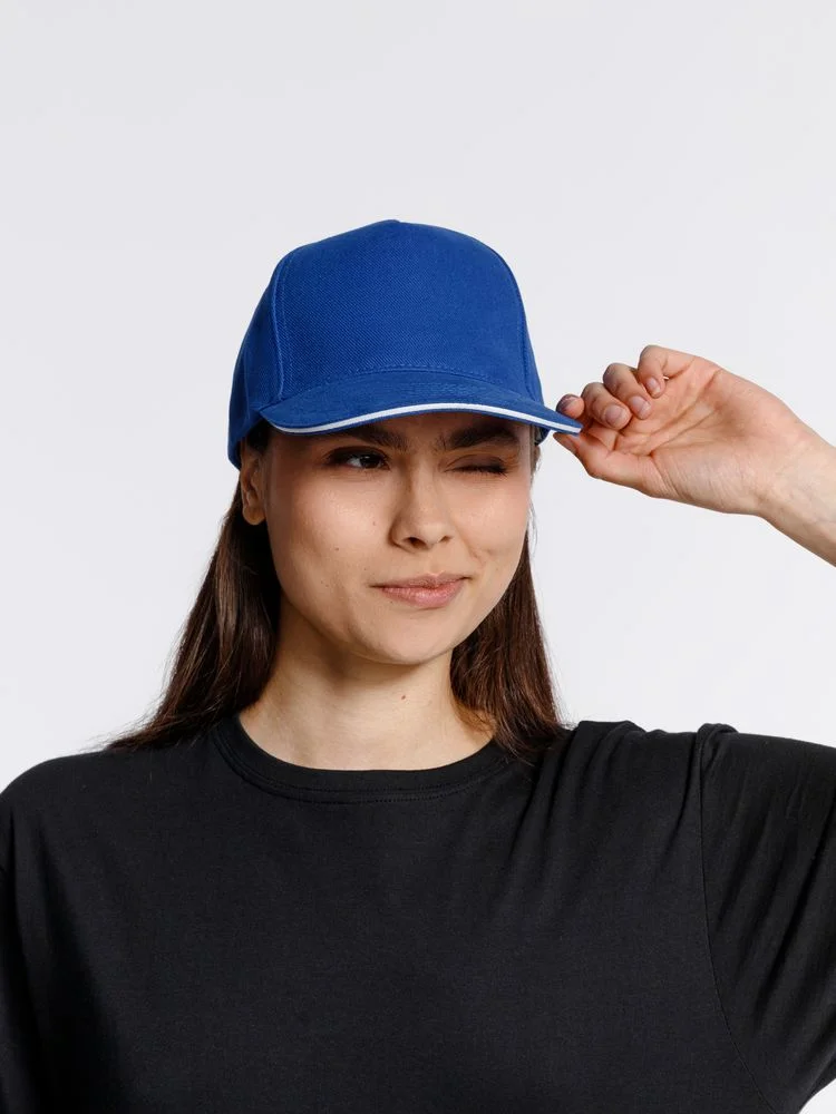 Бейсболка Classic, ярко-синяя с белым кантом - фото 7