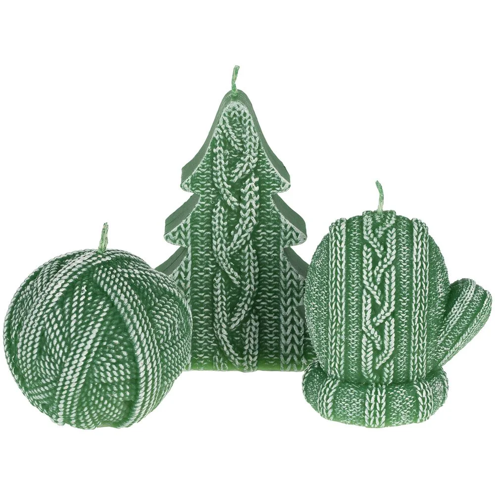 Свеча Kniteam, елка, зеленая - фото 3