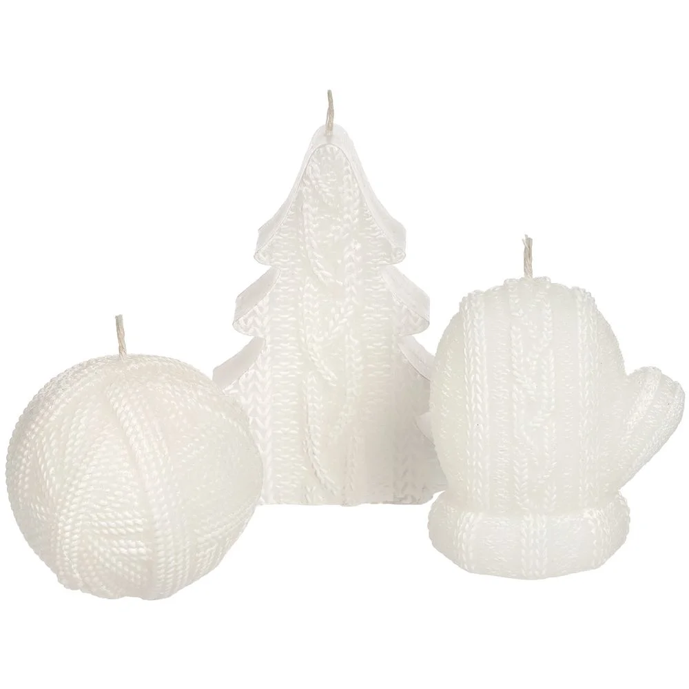 Свеча Kniteam, варежка, белая - фото 3