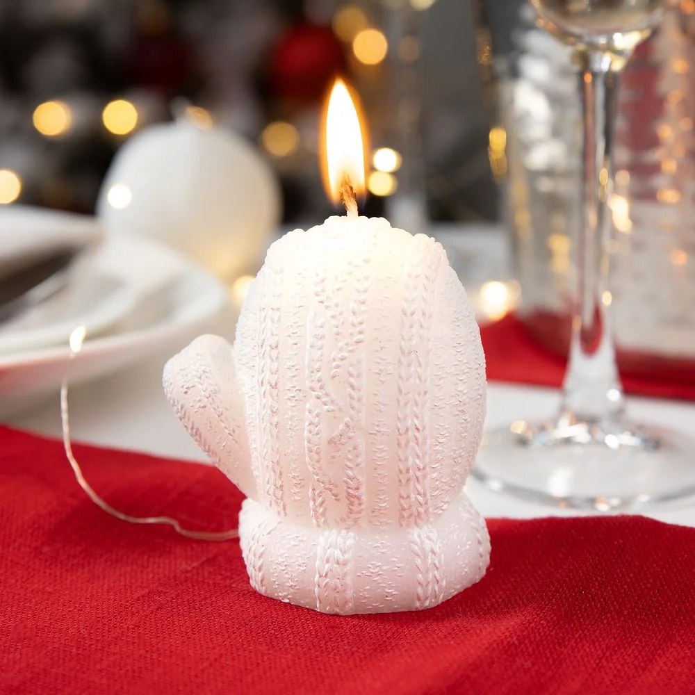 Свеча Kniteam, варежка, белая - фото 4