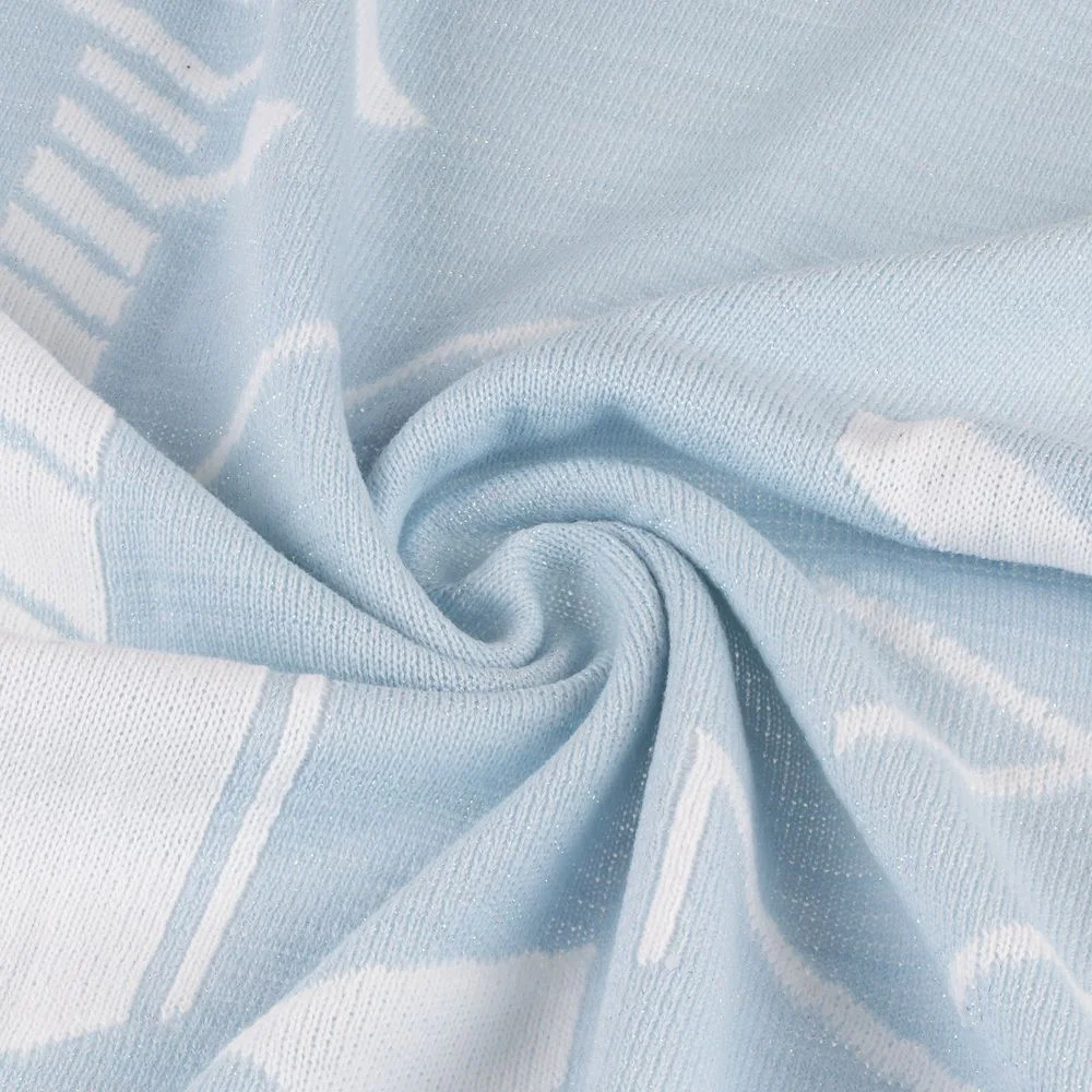 Плед Winterflake бело-голубой с люрексом - фото 5