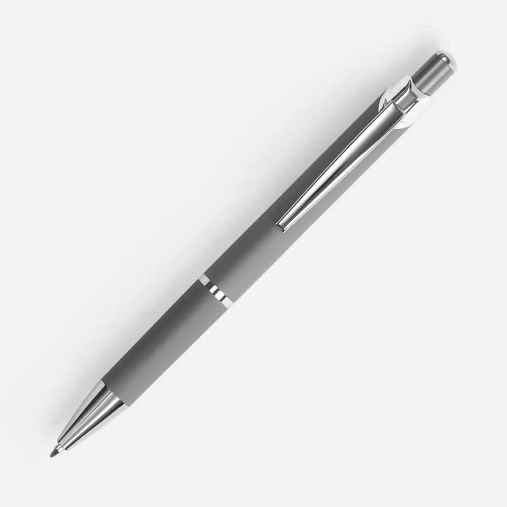 Ручка шариковая Chromos Soft Touch серая - фото 2