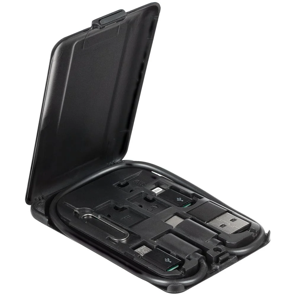 Органайзер с беспроводной зарядкой и набором адаптеров Octopod, черный - фото 2