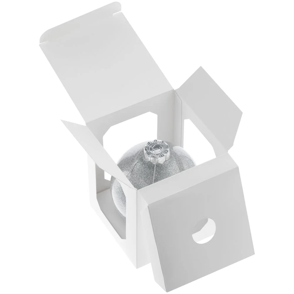 Елочный шар Finery Shine, 10 см, глянцевый серебристый с глиттером - фото 5