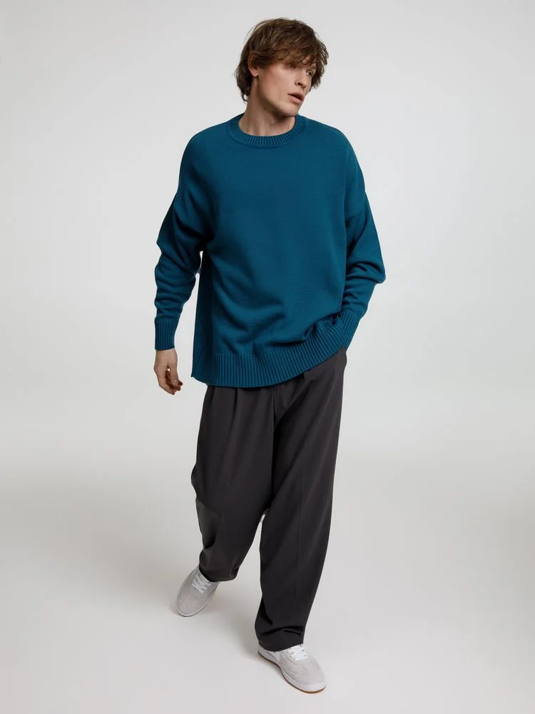 Джемпер оверсайз унисекс Stated в сумке синий морская волна - фото 10