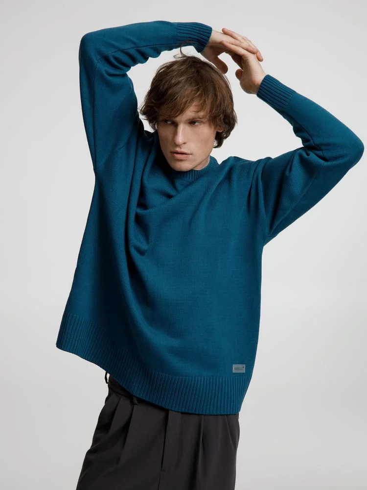 Джемпер оверсайз унисекс Stated в сумке синий морская волна - фото 11