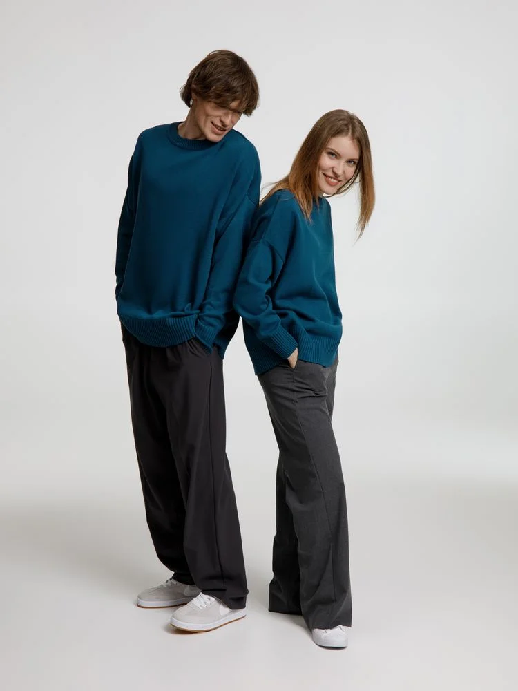 Джемпер оверсайз унисекс Stated в сумке синий морская волна - фото 14