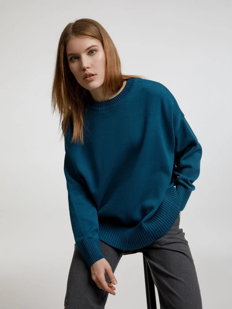 Джемпер оверсайз унисекс Stated в сумке синий морская волна - фото 8