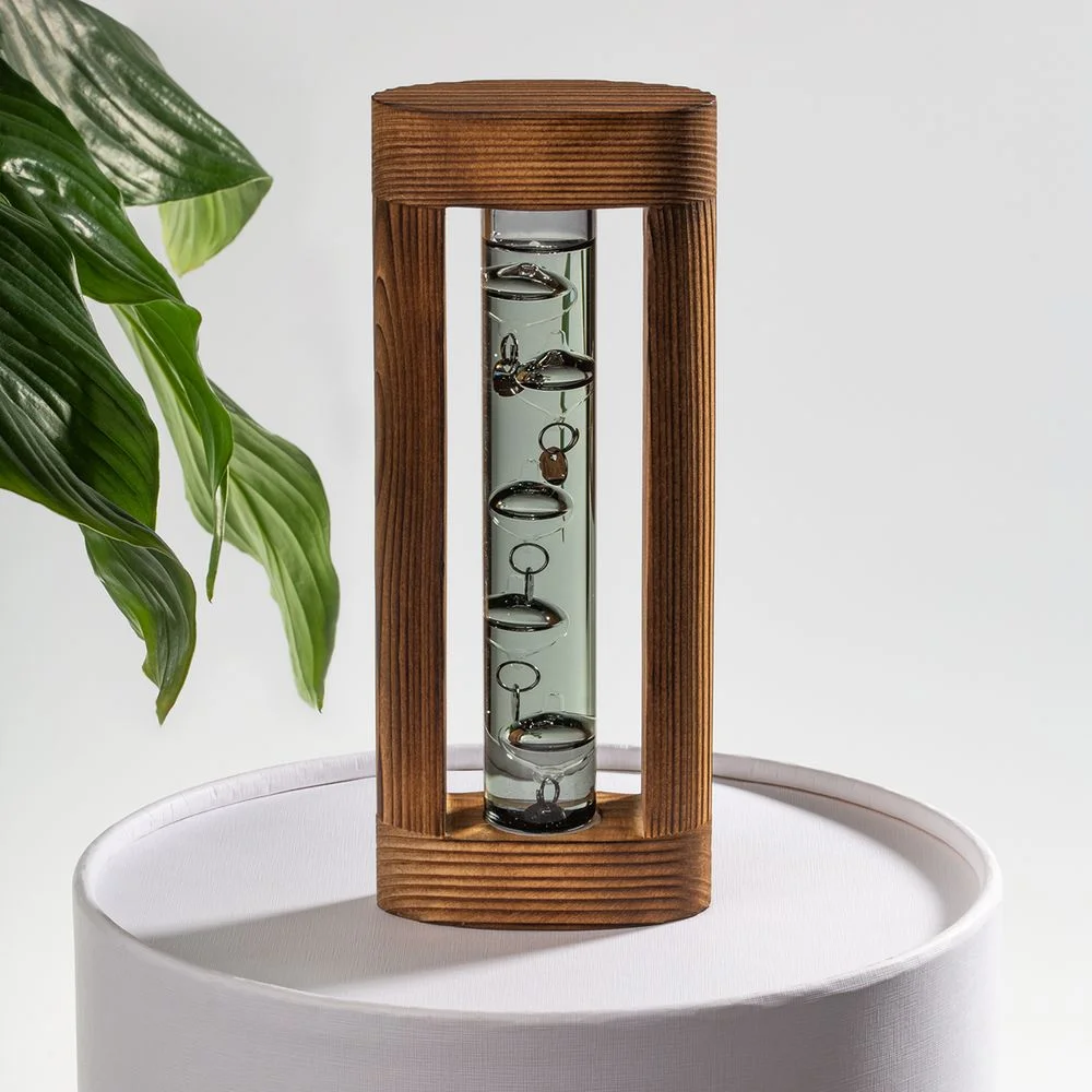 Термометр Галилей в деревянном корпусе серый - фото 5