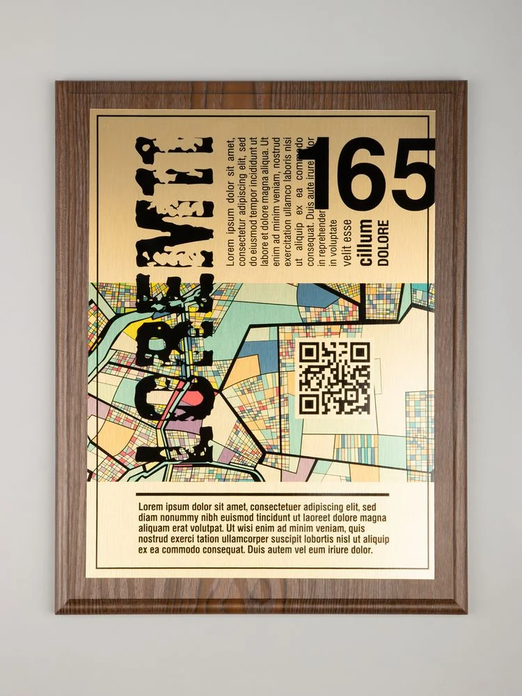 Плакетка Plaque XL, венге с золотистой пластиной - фото 7