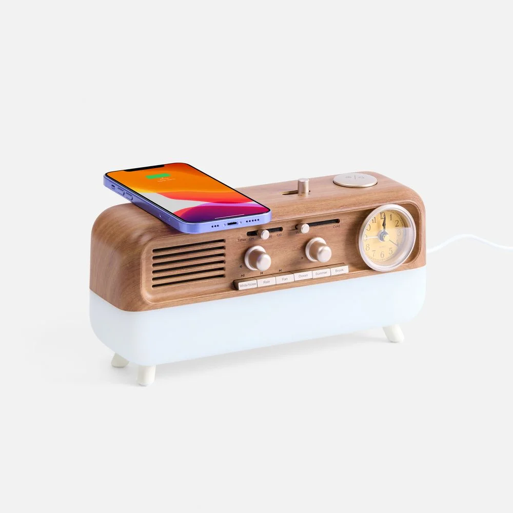 Колонка Bluetooth Multiverse с беспроводной зарядкой часами и подсветкой - фото 1