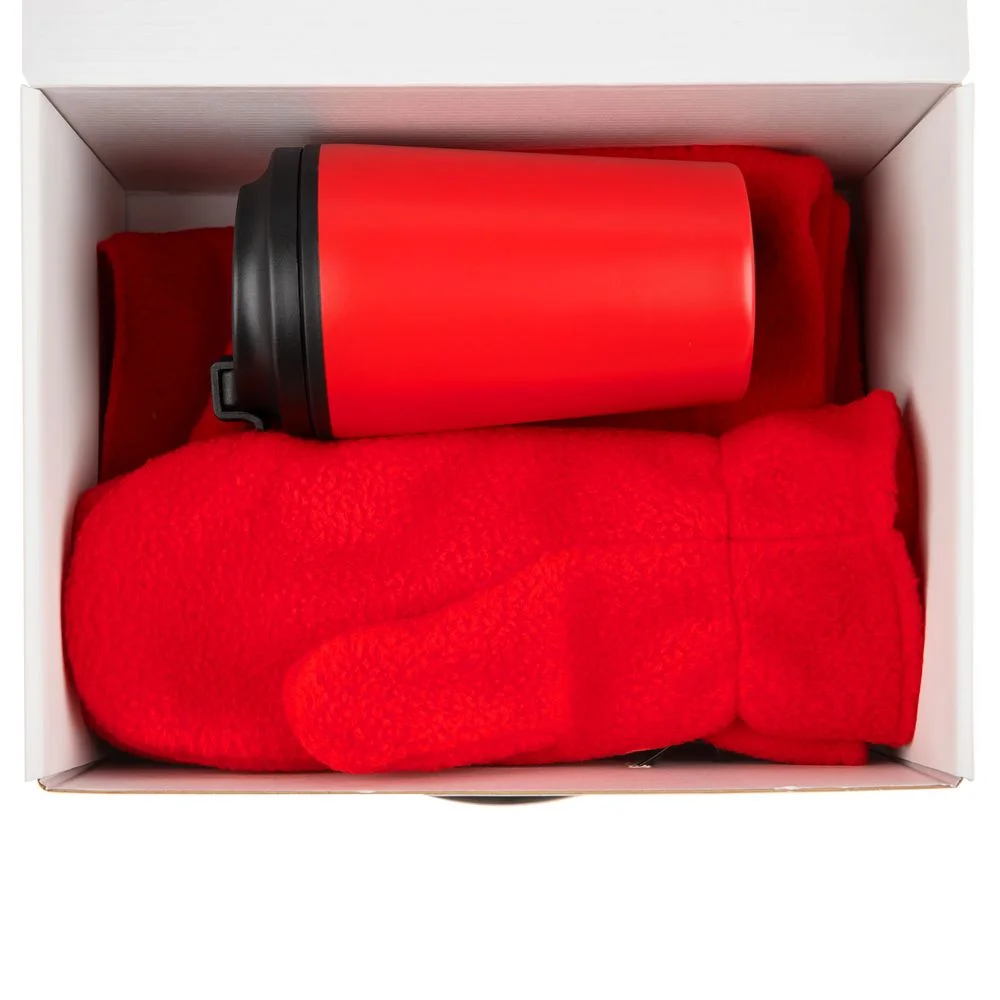 Набор Fleecy с термостаканом, красный - фото 2