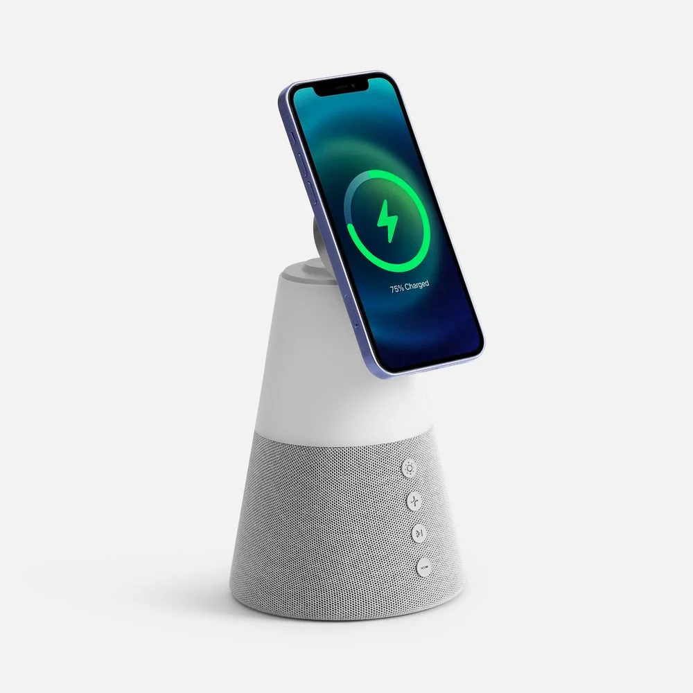 Bluetooth-колонка с беспроводной зарядкой и подсветкой Cone Sonance серая
