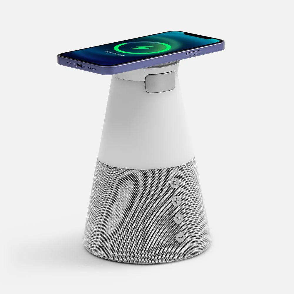 Bluetooth-колонка с беспроводной зарядкой и подсветкой Cone Sonance серая - фото 2