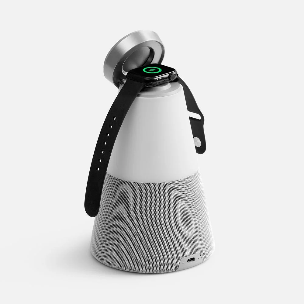 Bluetooth-колонка с беспроводной зарядкой и подсветкой Cone Sonance серая - фото 3