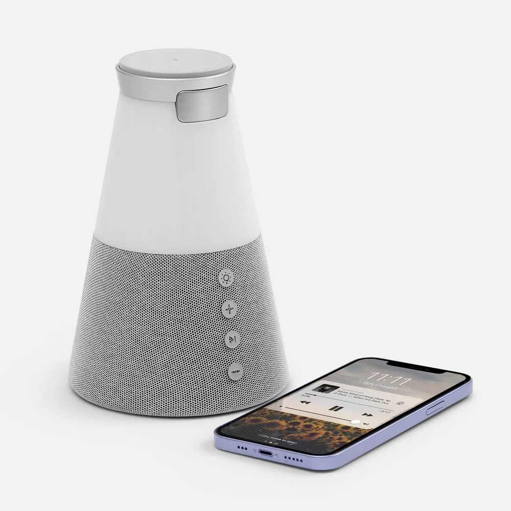 Bluetooth-колонка с беспроводной зарядкой и подсветкой Cone Sonance серая - фото 4