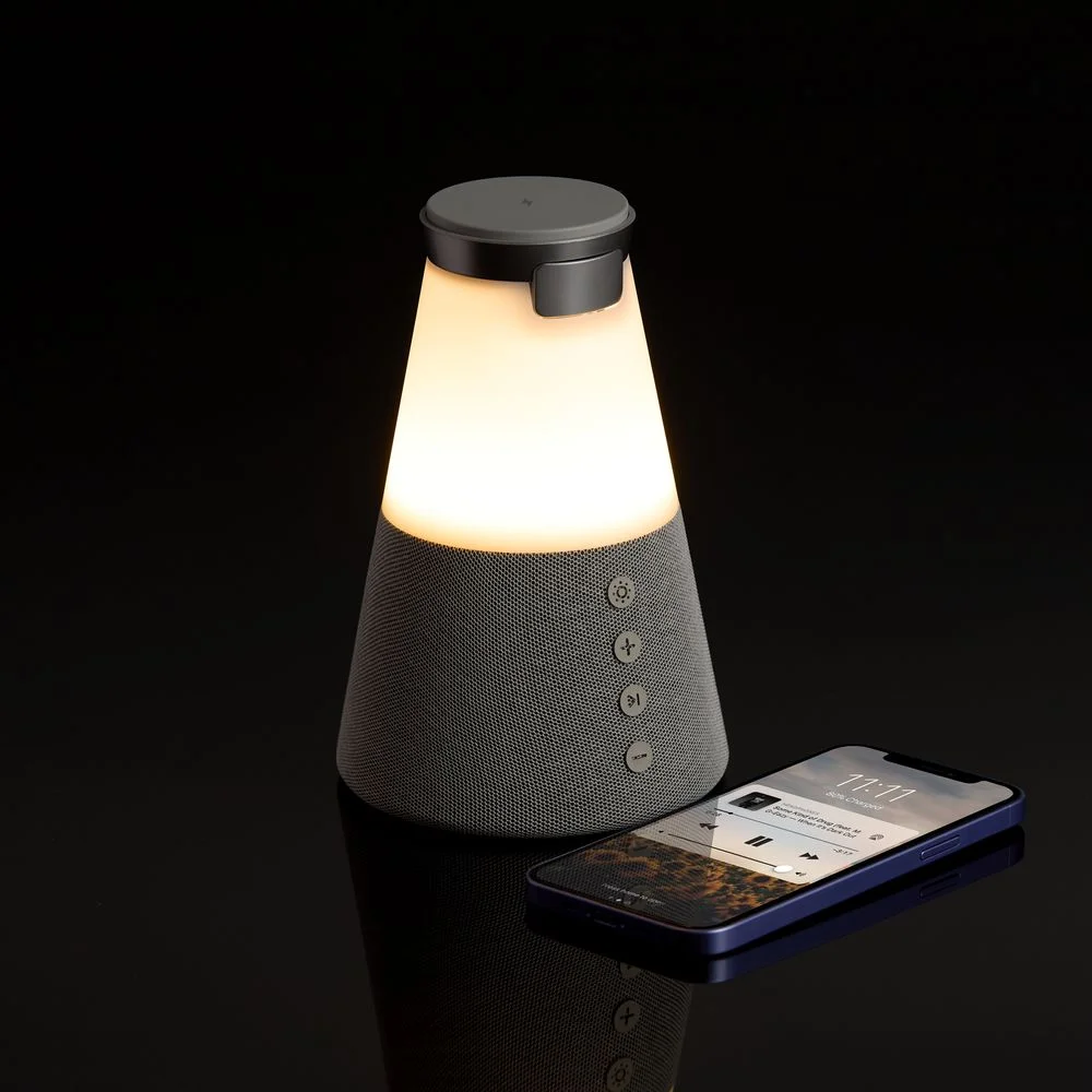 Bluetooth-колонка с беспроводной зарядкой и подсветкой Cone Sonance серая - фото 7