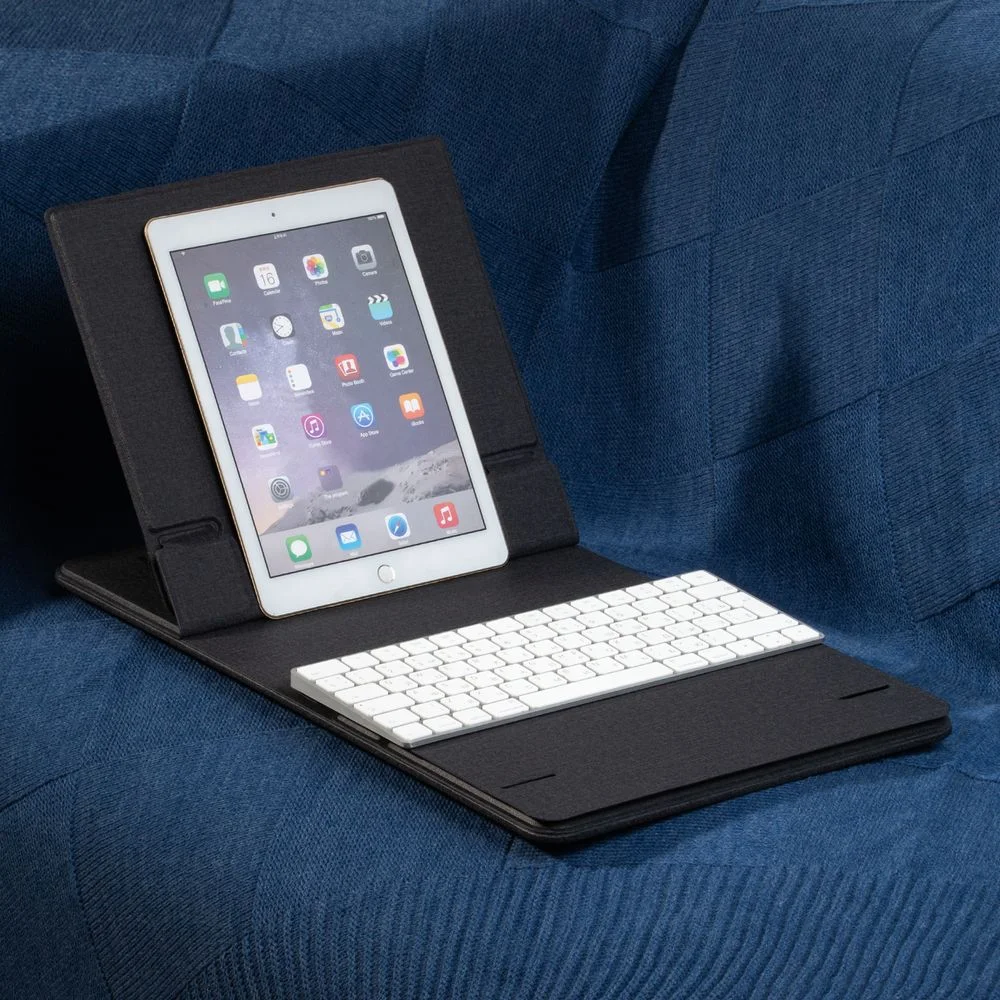 Складной стол для ноутбука с беспроводной зарядкой Kickstand Table серый - фото 10