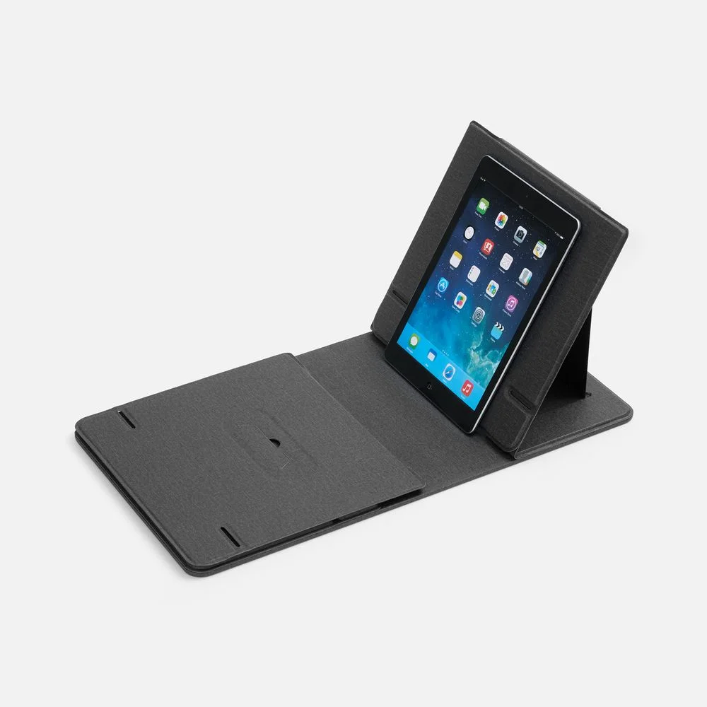 Складной стол для ноутбука с беспроводной зарядкой Kickstand Table серый - фото 8